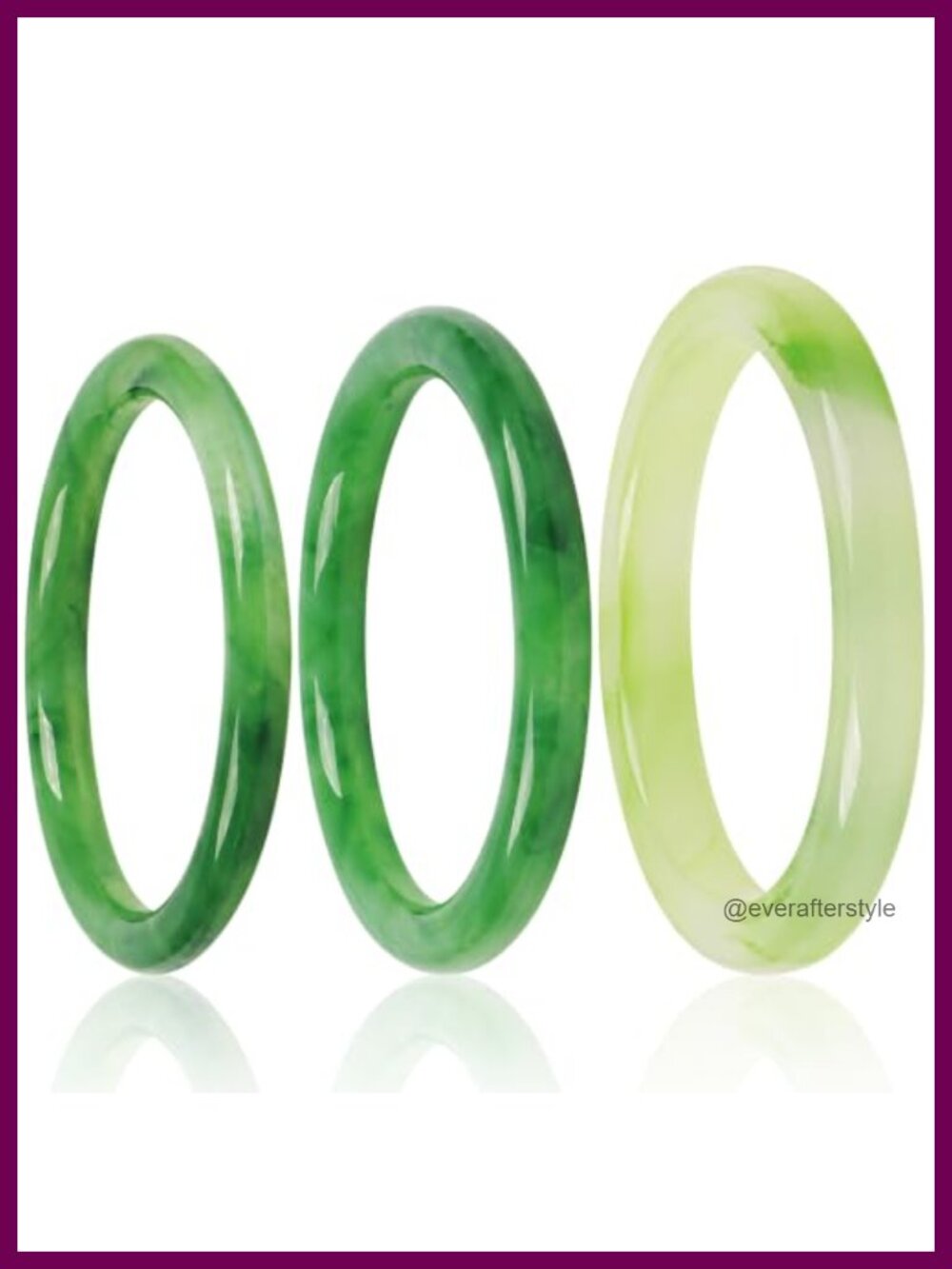 Natural Jade Bangle Bracelet Set 3 Pcs Chunky Gold Finish Stackable Gift
